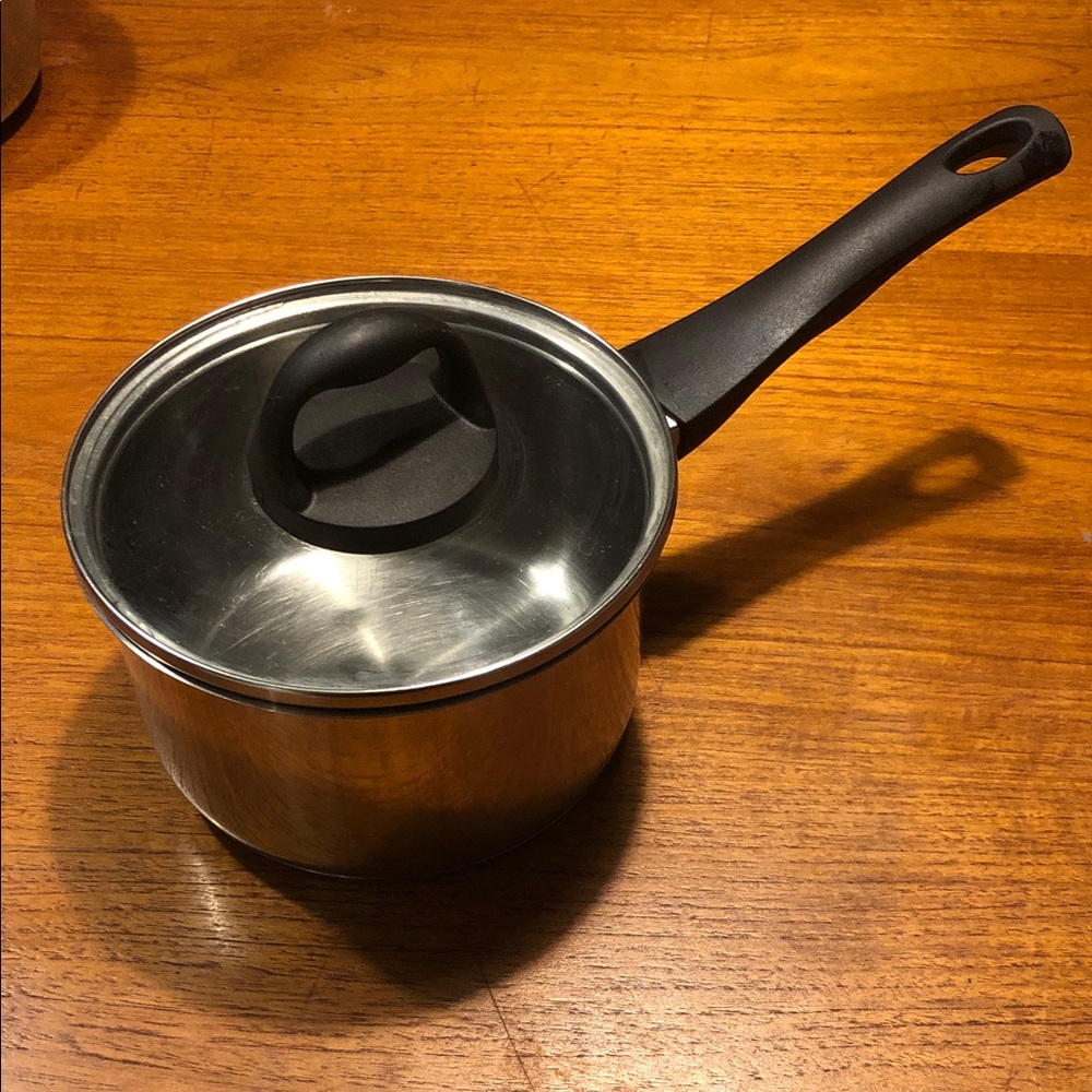 Remy Olivier Stainless Steel Saucepan with Glass Lid and Black Handle